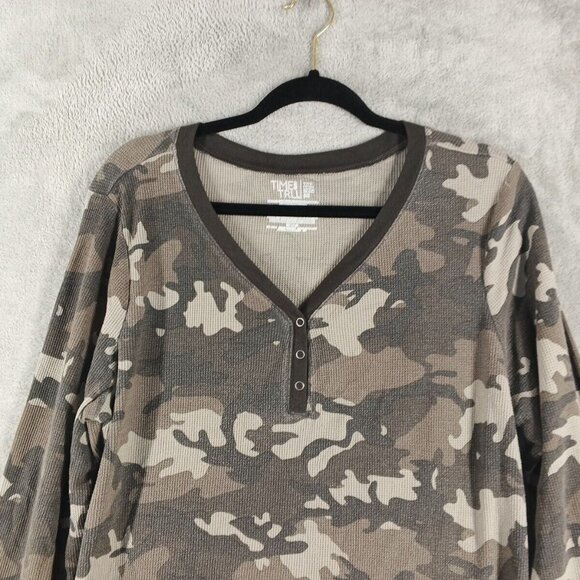Time & Tru Women Sweater Size XXL(20-22) Camouflage Waffle Knit Henley - Picture 2 of 11